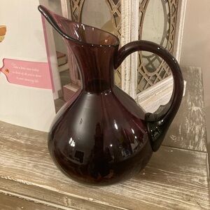 Vintage Midcentury Deep Plum Glass Pitcher